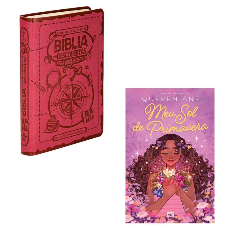 Kit Bíblia Descobertas Adolescentes Rosa Versão NTLH e Livro Meu
